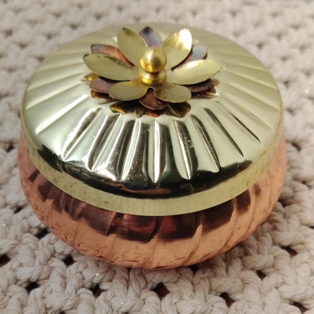 Gold & Copper Metal Dry Fruit Box, Wedding Box, Trinket Box Made In India